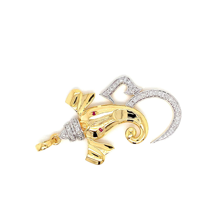 14K YG Ganesh Head Diamond, Ruby Pendant-1pc - RB Diamond Jewellers