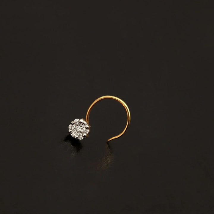 14K YG Hook Women Diamond Nosepin-1pc - RB Diamond Jewellers