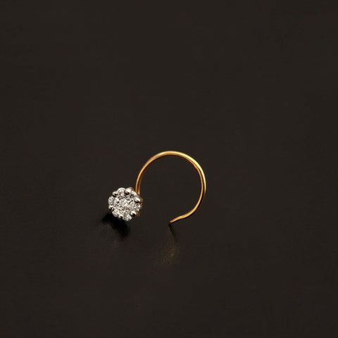 14K YG Hook Women Diamond Nosepin-1pc - RB Diamond Jewellers
