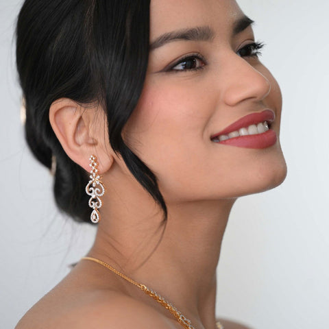 14K YG Long Diamond Earring-1pair - RB Diamond Jewellers