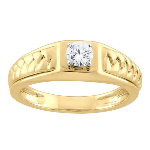 14K YG Men's Solitaire Diamond Ring-1pc - RB Diamond Jewellers