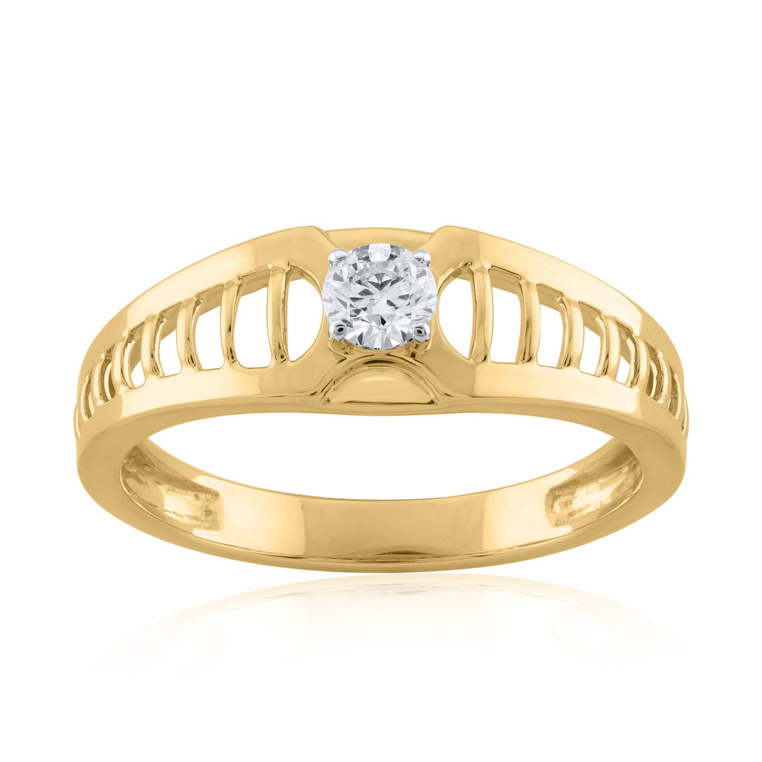 14K YG Men's Solitaire Diamond Ring-1pc - RB Diamond Jewellers