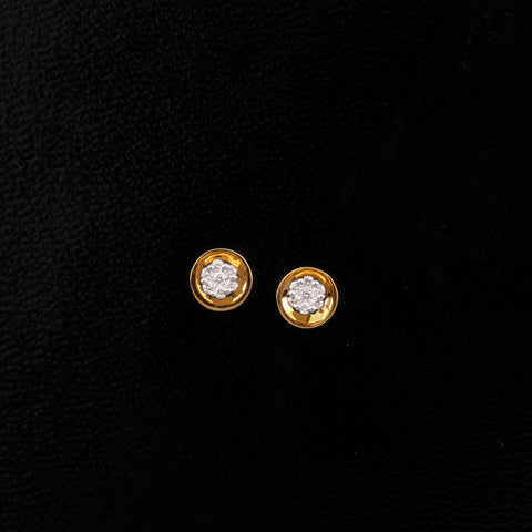 14K YG Pressure Set Diamond Earring-1pair - RB Diamond Jewellers
