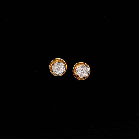 14K YG Pressure Set Diamond Earring-1pair - RB Diamond Jewellers