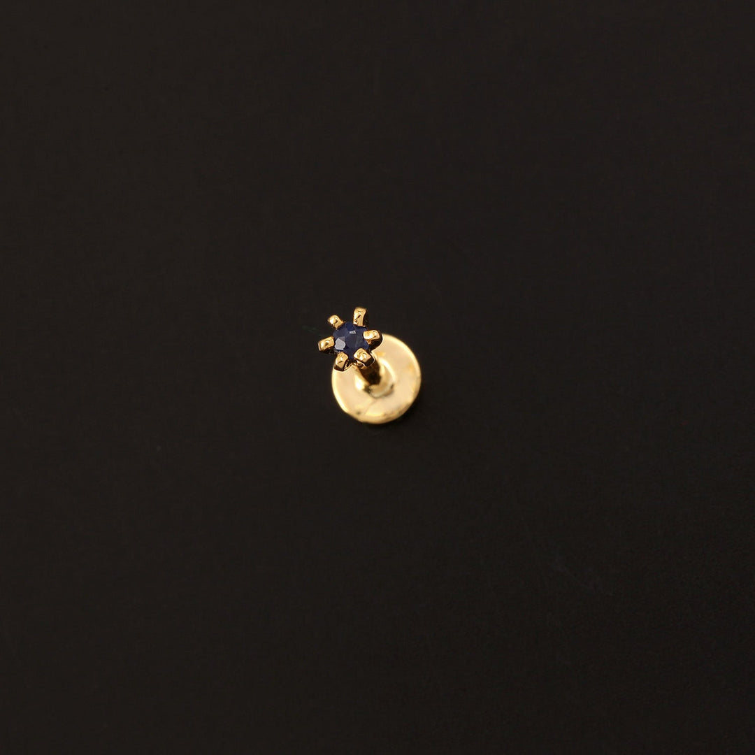 14K YG Solitaire Blue Sapphire Nosepin-1pc - RB Diamond Jewellers
