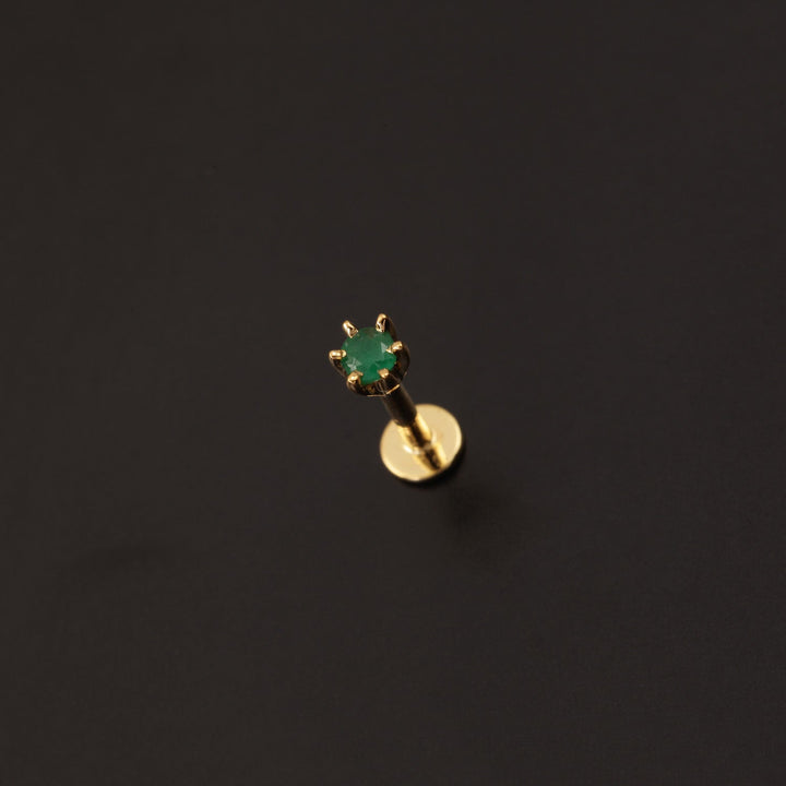 14K YG Solitaire Emerald Nosepin-1pc - RB Diamond Jewellers