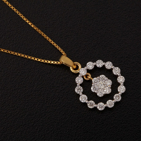 14K YG Women Circle Diamond Pendant-1pc - RB Diamond Jewellers