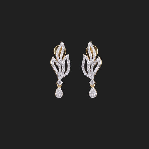 14K YG Women Cluster Diamond Earring-1pair - RB Diamond Jewellers