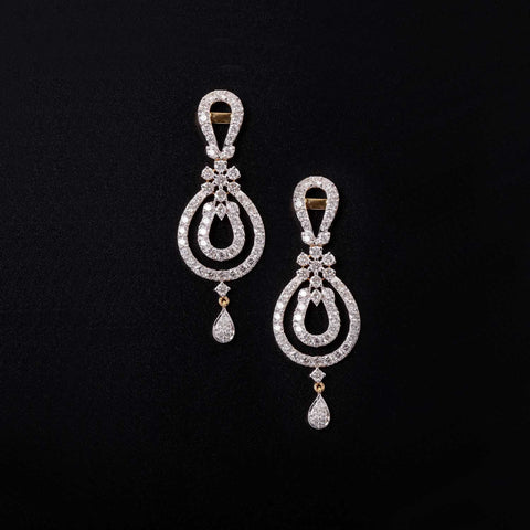 14K YG Women Cluster Diamond Earring-1pair - RB Diamond Jewellers