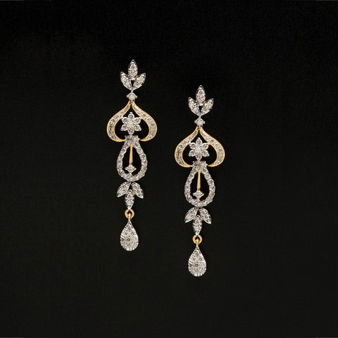 14K YG Women Cluster Diamond Earring-1pair - RB Diamond Jewellers
