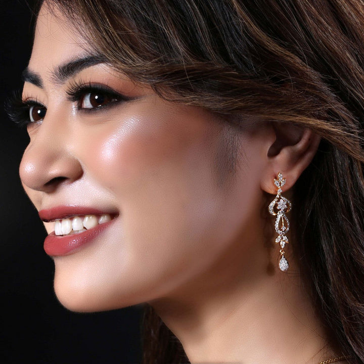 14K YG Women Cluster Diamond Earring-1pair - RB Diamond Jewellers