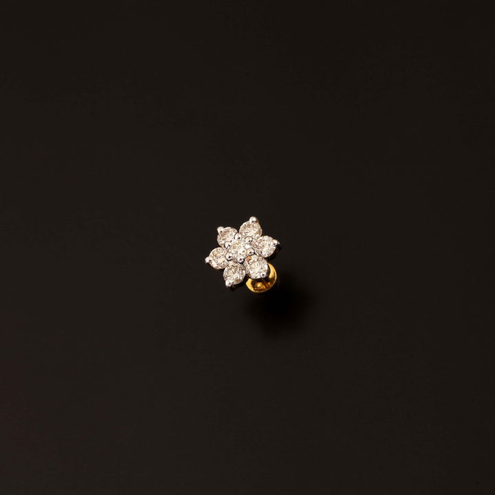 14K YG Women Diamond Star Nosepin-1pc - RB Diamond Jewellers