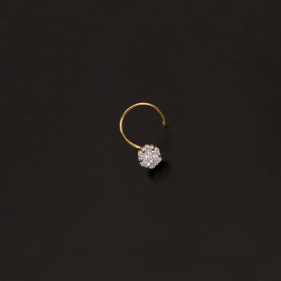 14K YG Women Pressure Set Diamond Nosepin-1pc - RB Diamond Jewellers
