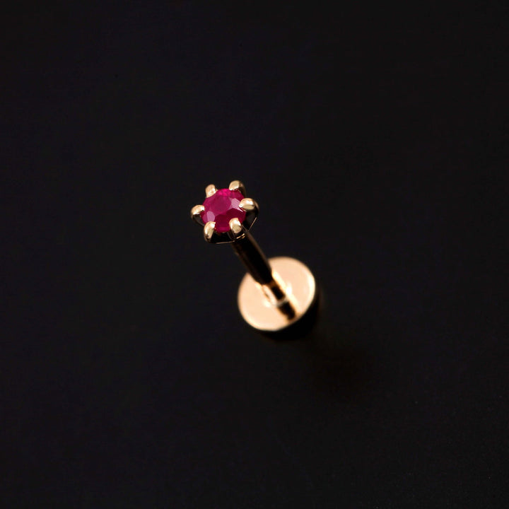 14K YG Women Solitaire Ruby Nosepin-1pc - RB Diamond Jewellers