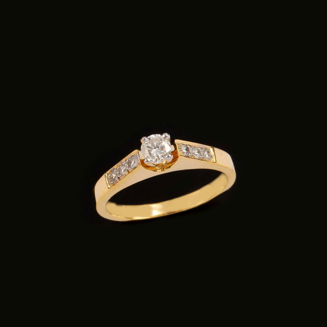 14K YG Women Solitaire with Side Diamond Diamond Ring-1pc - RB Diamond Jewellers