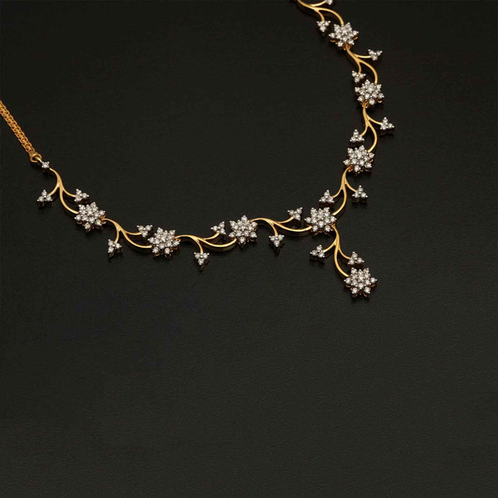 14K YG  Princess Diamond Necklace with 18K Chain-1pc
