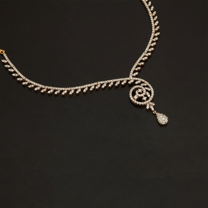 14K YG  Princess Diamond Necklace with 18K Chain-1pc