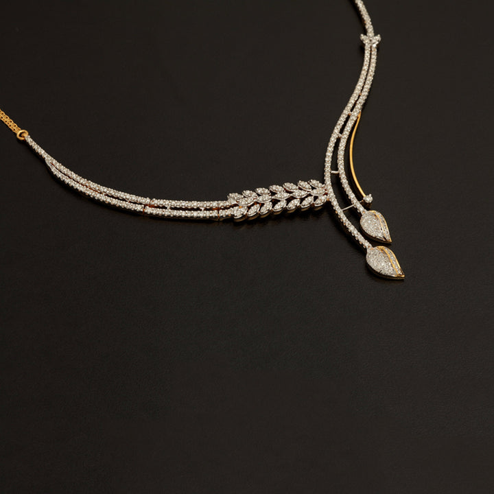 9K YG  Princess Diamond Necklace with 18K Chain-1pc
