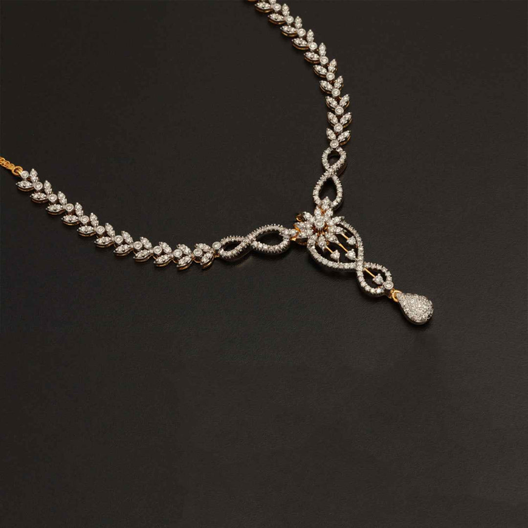 9K YG  Princess Diamond Necklace with 18K Chain-1pc
