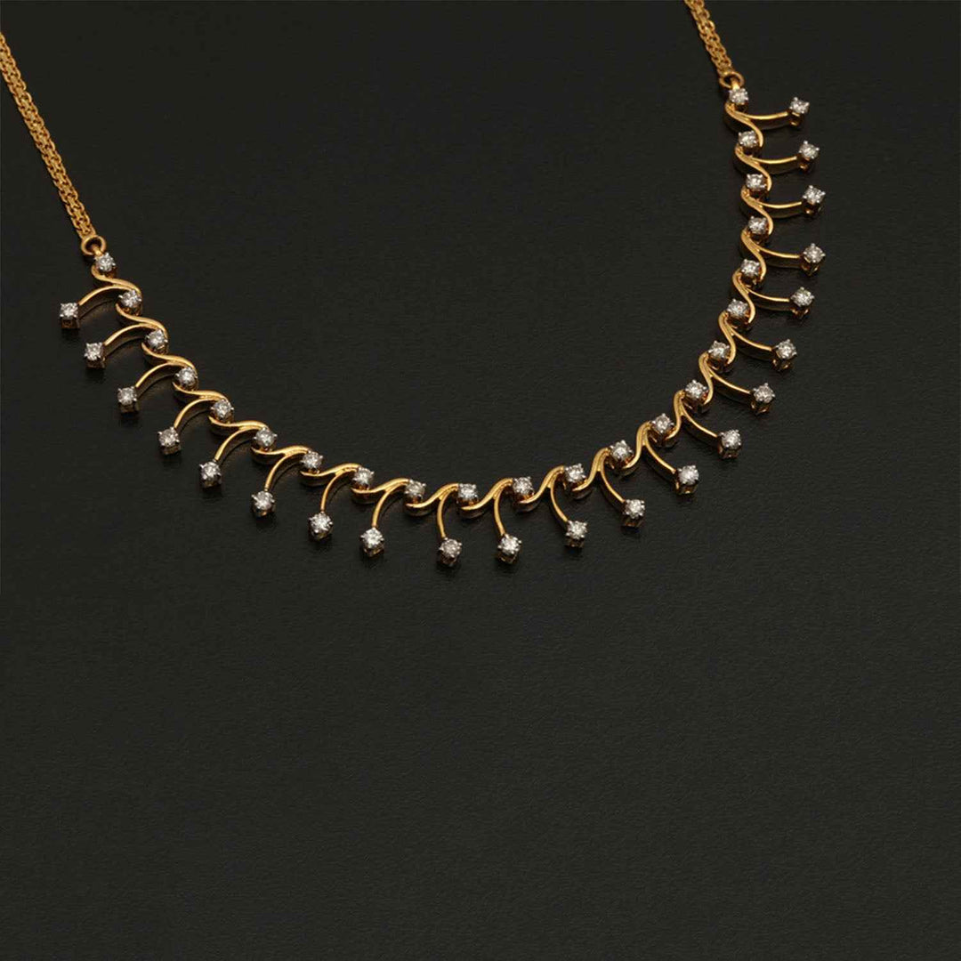 9K YG  Princess Diamond Necklace with 18K Chain-1pc