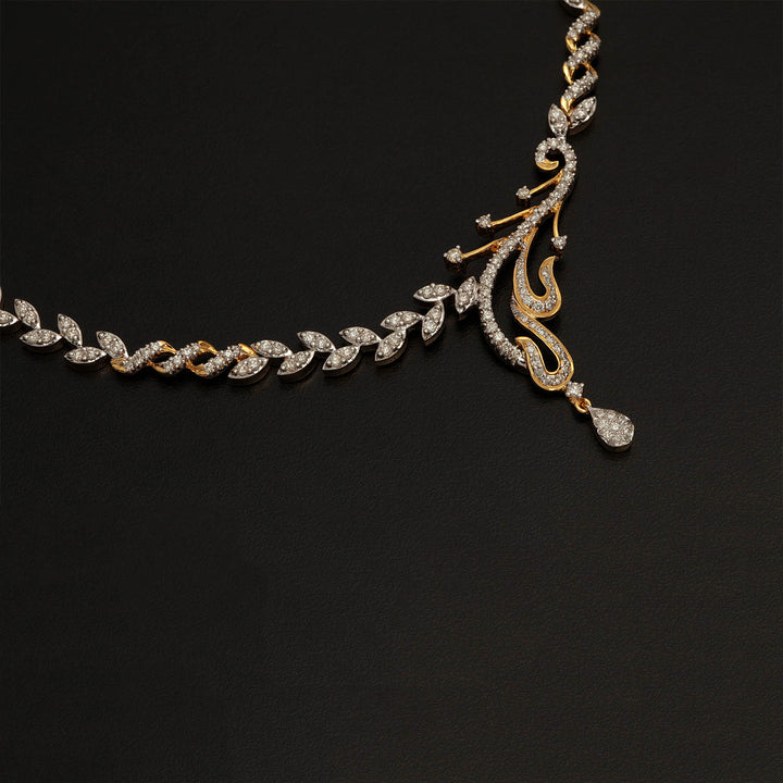 9K YG  Princess Diamond Necklace with 18K Chain-1pc