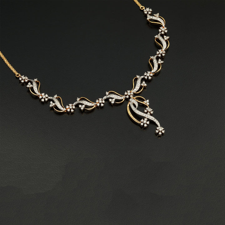 14K YG  Princess Diamond Necklace with 18K Chain-1pc
