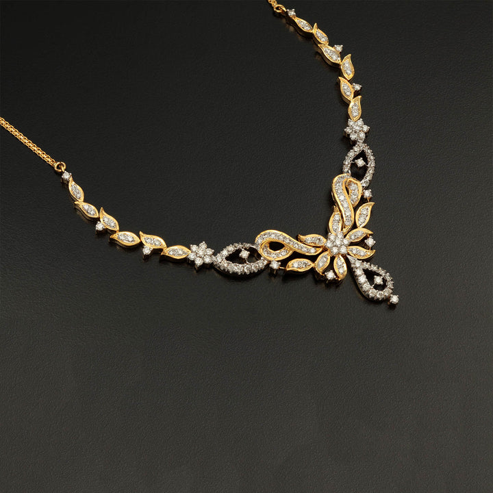 14K YG  Princess Diamond Necklace with 18K Chain-1pc