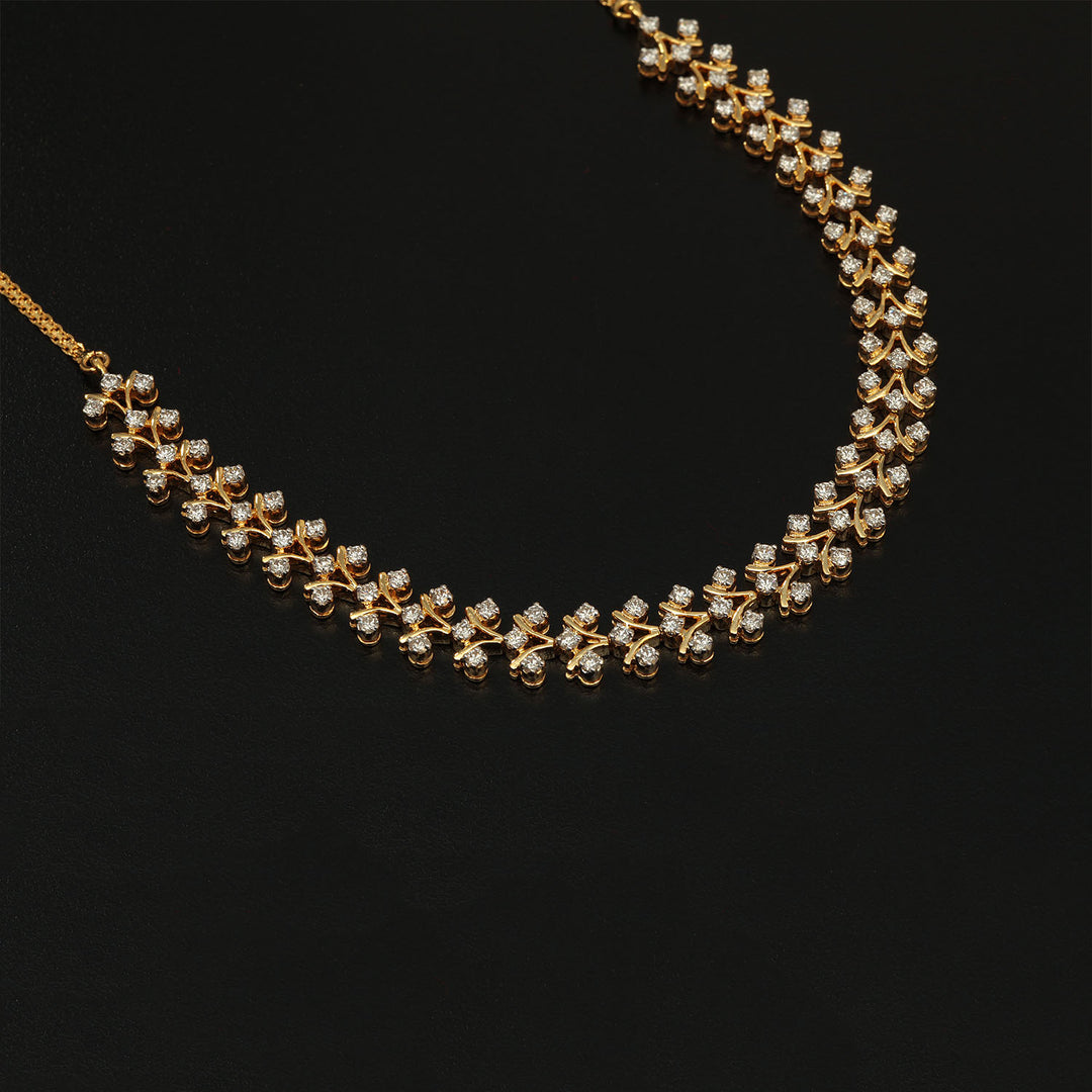 14K YG  Princess Diamond Necklace with 18K Chain-1pc