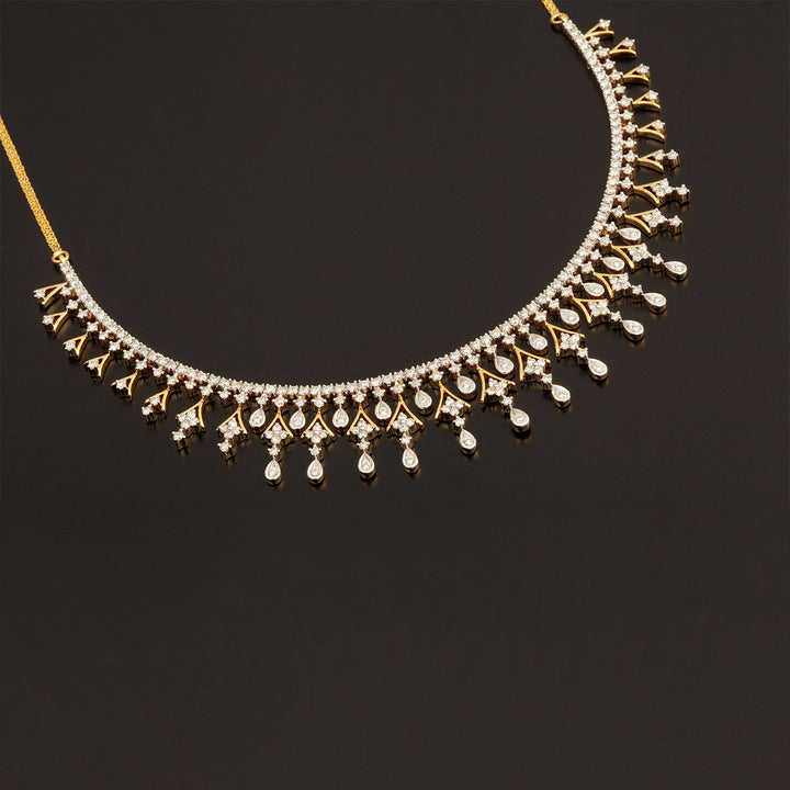 14K YG Princess Diamond Necklace with 18K Chain-1pc