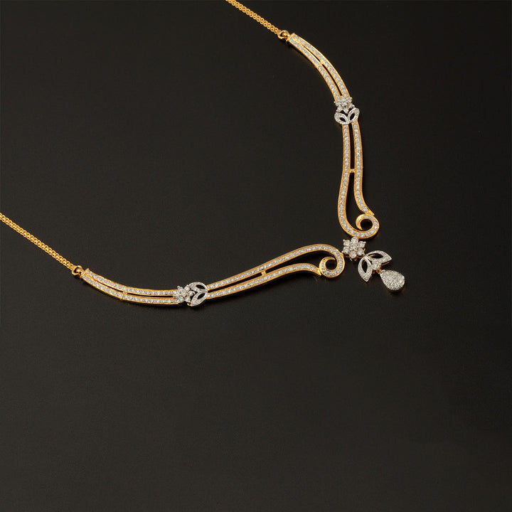 14K YG Princess Diamond Necklace with 18K Chain-1pc