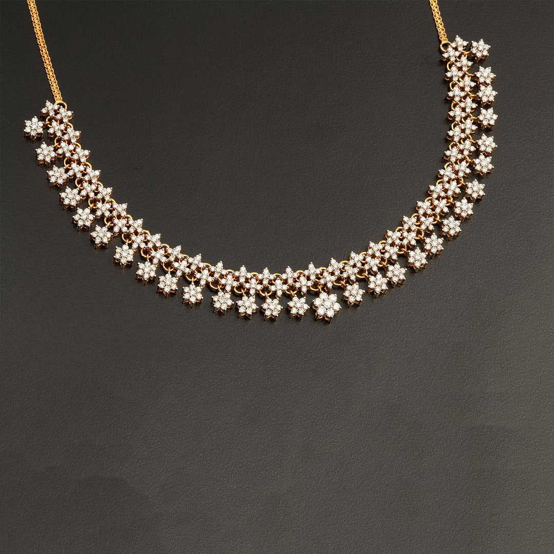 14K YG Princess Diamond Necklace with 18K Chain-1pc