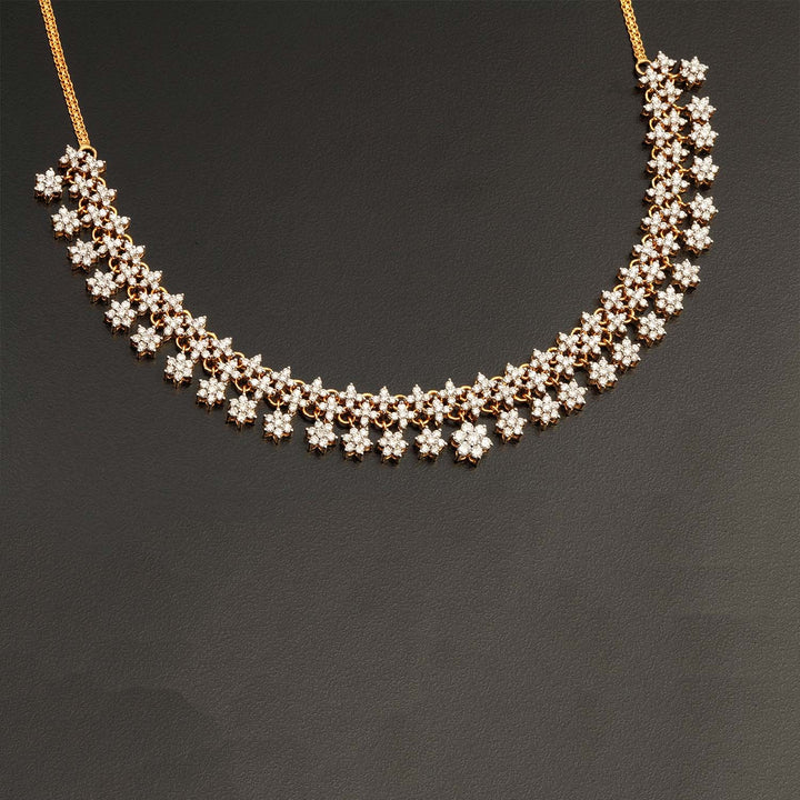 14K YG Princess Diamond Necklace with 18K Chain-1pc