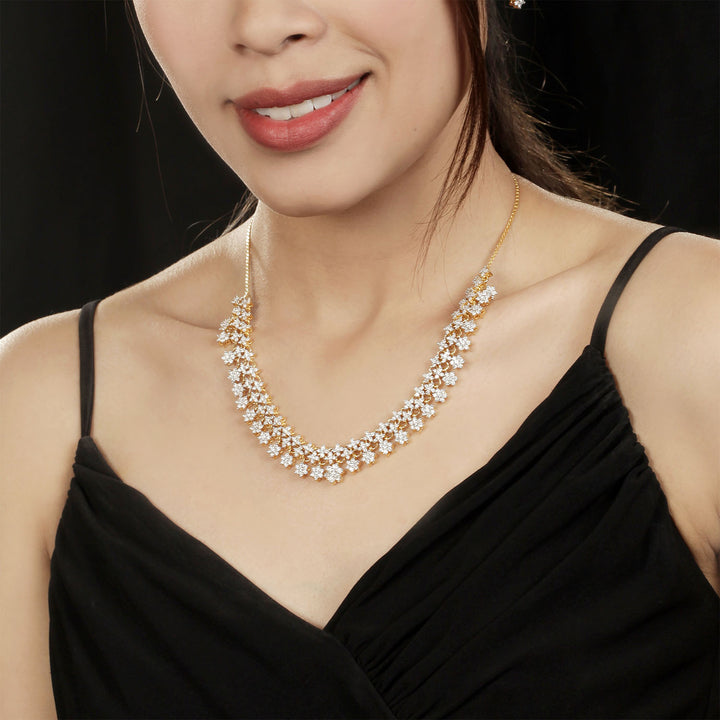 14K YG Princess Diamond Necklace with 18K Chain-1pc