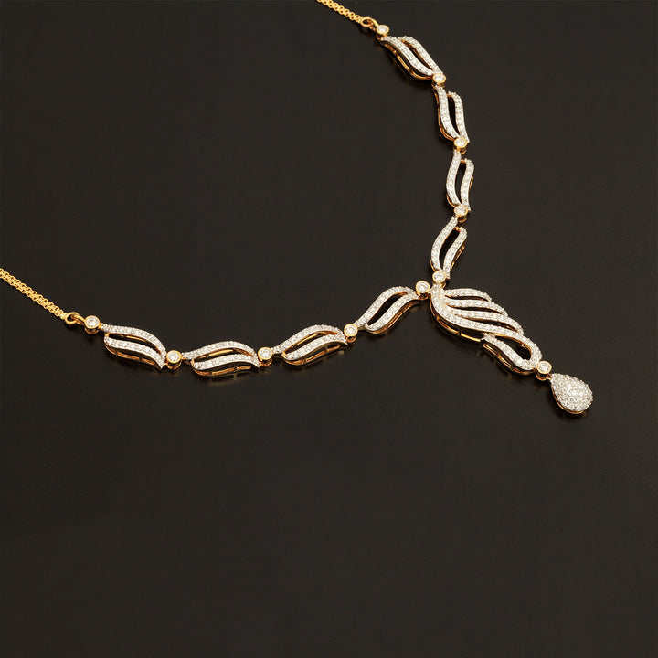 9K YG Princess Diamond Necklace with 18K Chain-1pc