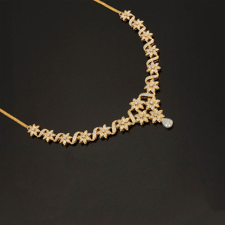 14K YG Princess Diamond Necklace with 18K Chain-1pc