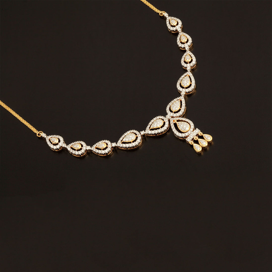 14K YG Princess Diamond Necklace with 18K Chain-1pc