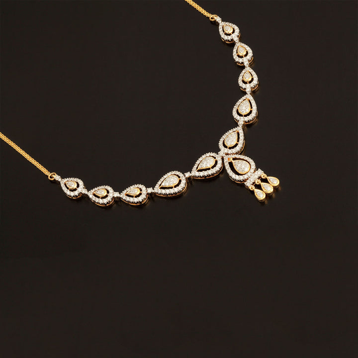 14K YG Princess Diamond Necklace with 18K Chain-1pc