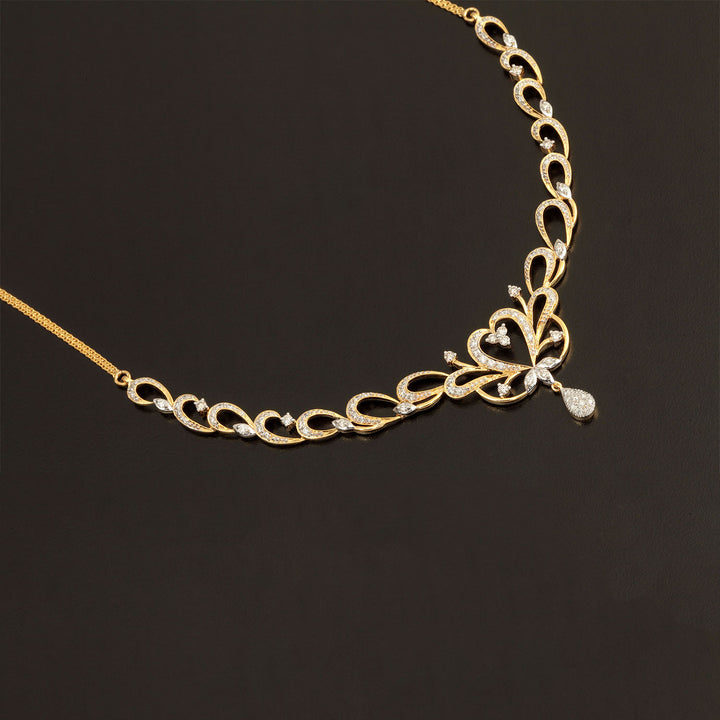 14K YG Princess Diamond Necklace with 18K Chain-1pc