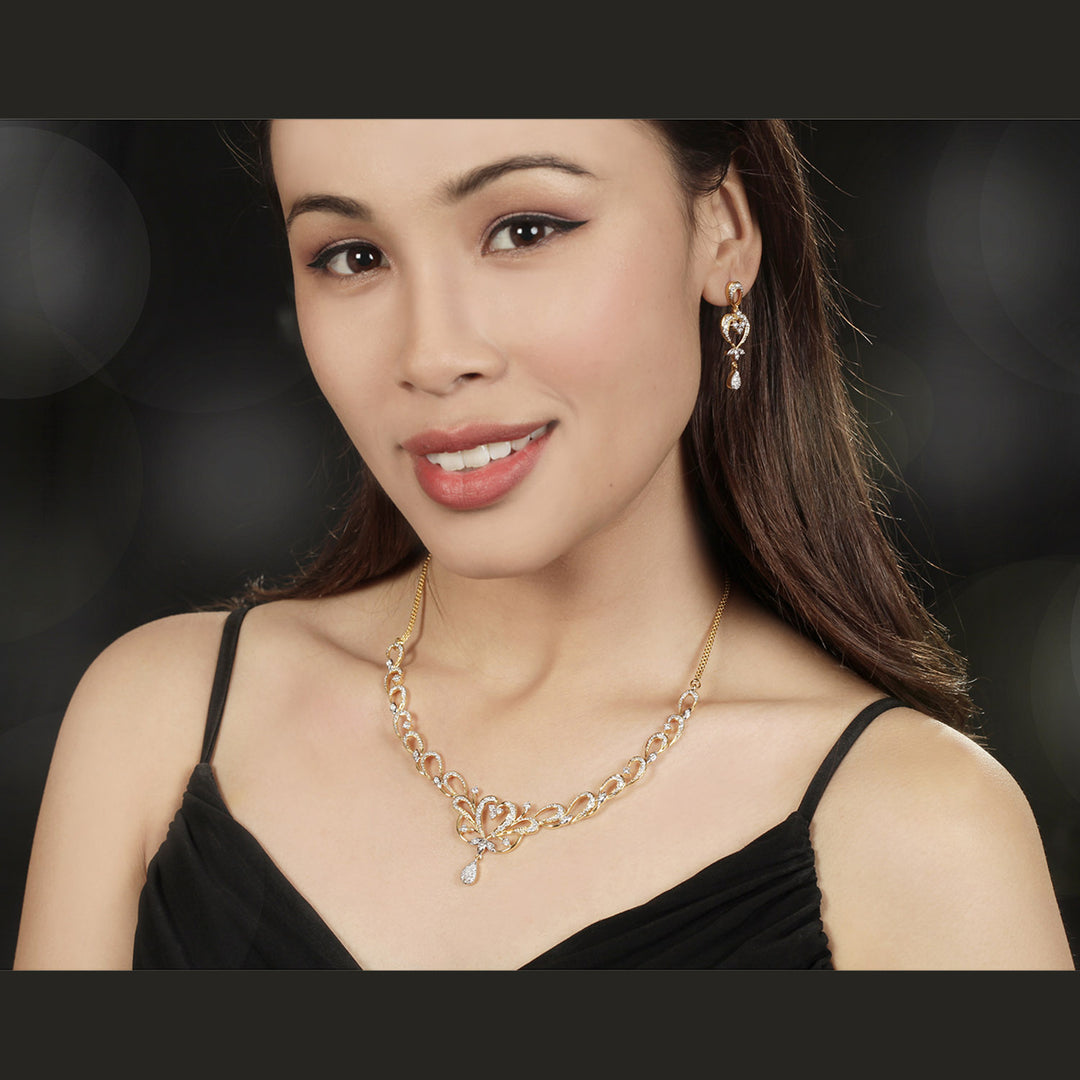 14K YG Princess Diamond Necklace with 18K Chain-1pc