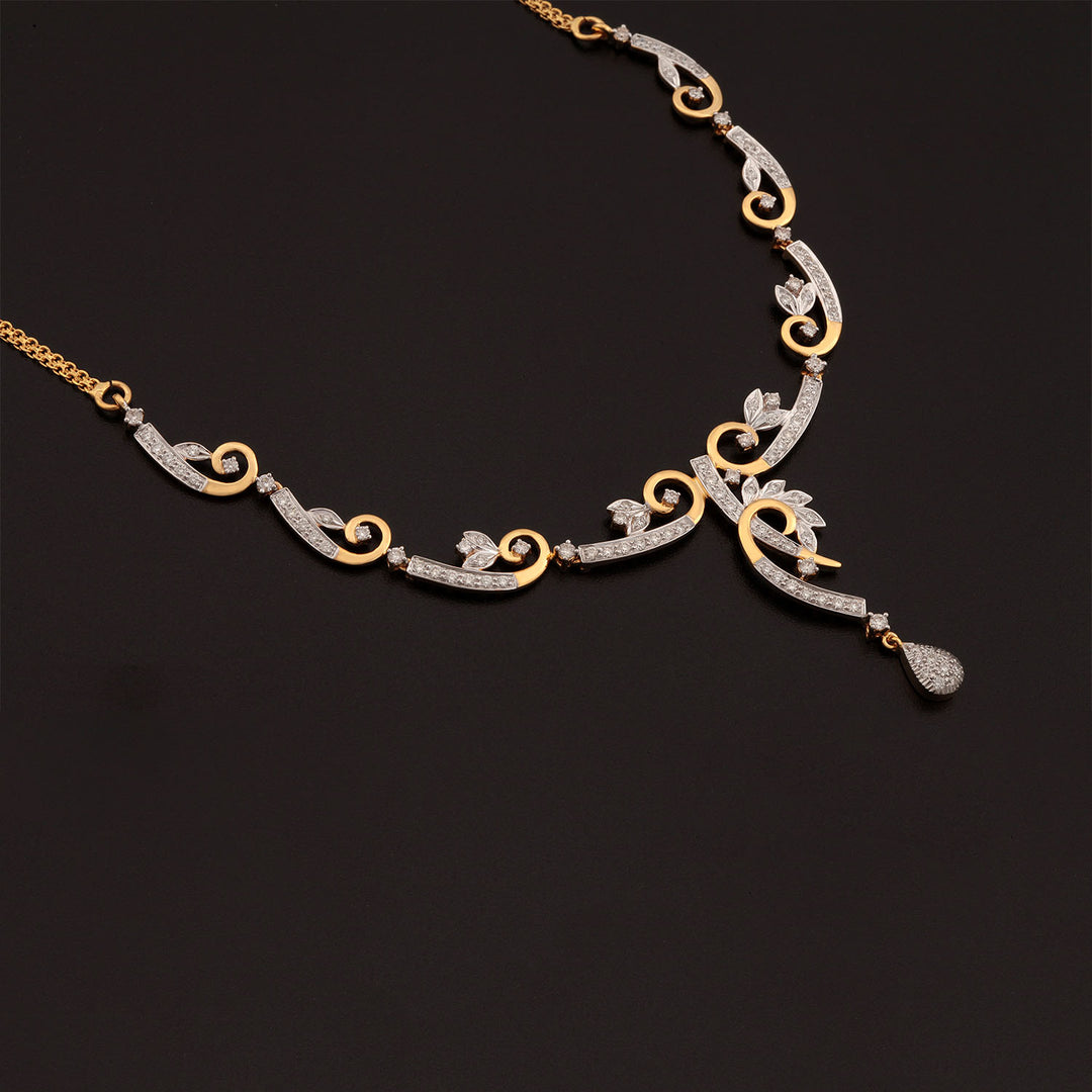 14K YG Princess Diamond Necklace with 18K Chain-1pc