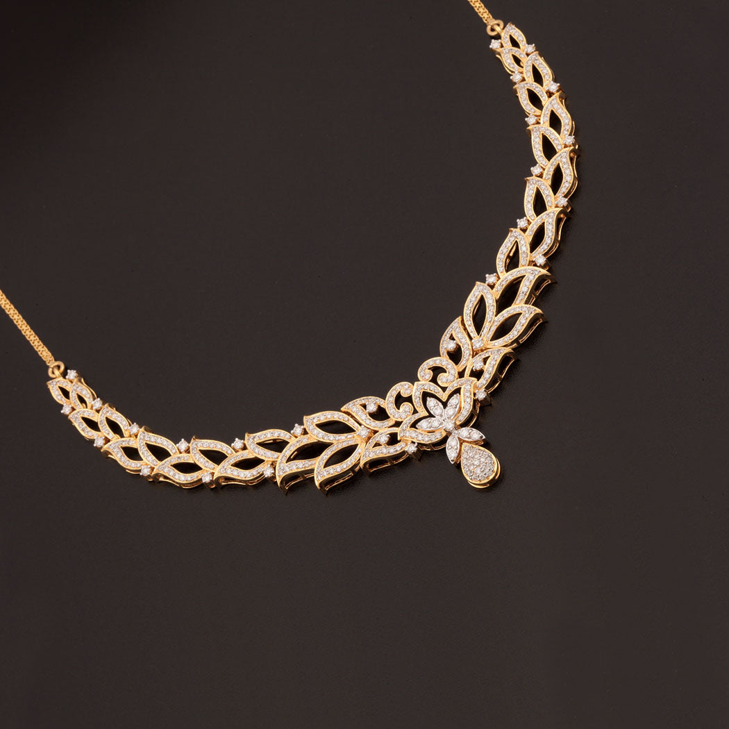 14K YG Princess Diamond Necklace with 18K Chain-1pc