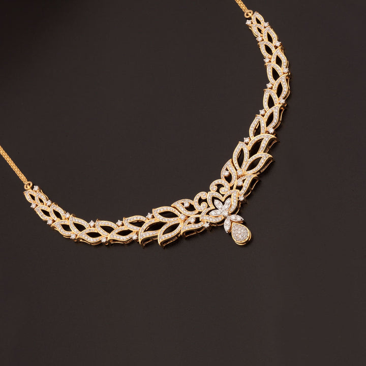 14K YG Princess Diamond Necklace with 18K Chain-1pc