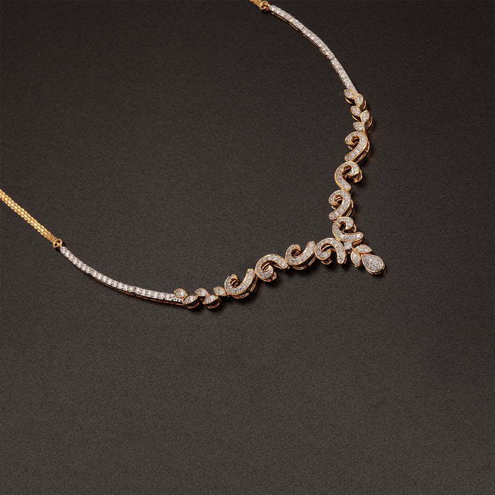 14K YG Princess Diamond Necklace with 18K Chain-1pc