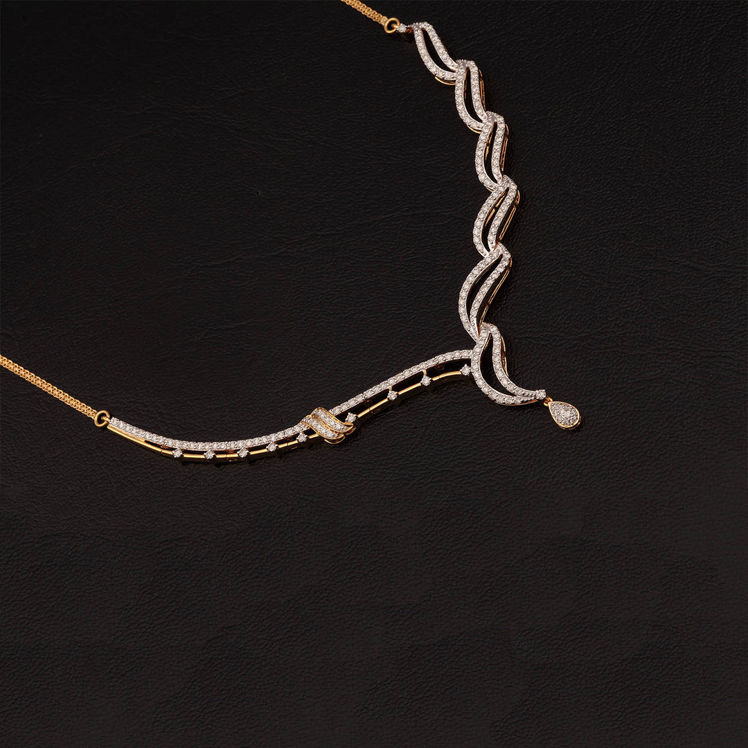 14K YG Princess Diamond Necklace with 18K Chain-1pc