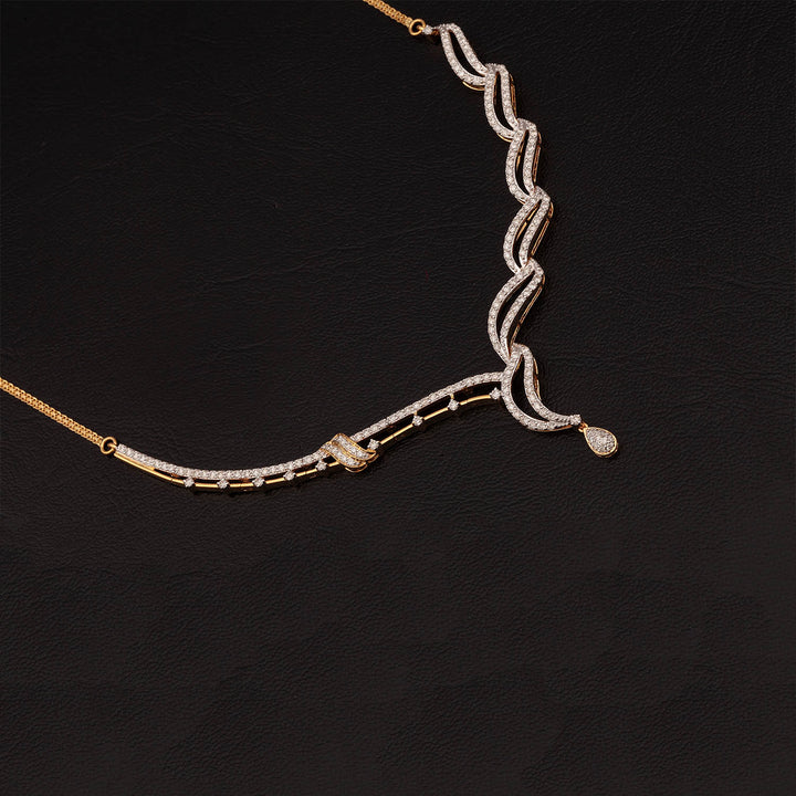 14K YG Princess Diamond Necklace with 18K Chain-1pc