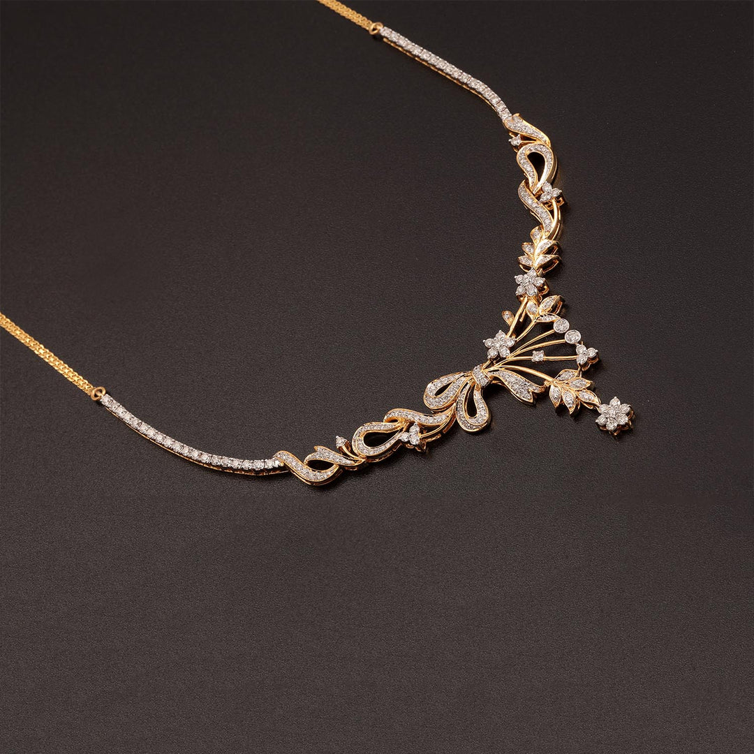 14K YG Princess Diamond Necklace with 18K Chain-1pc
