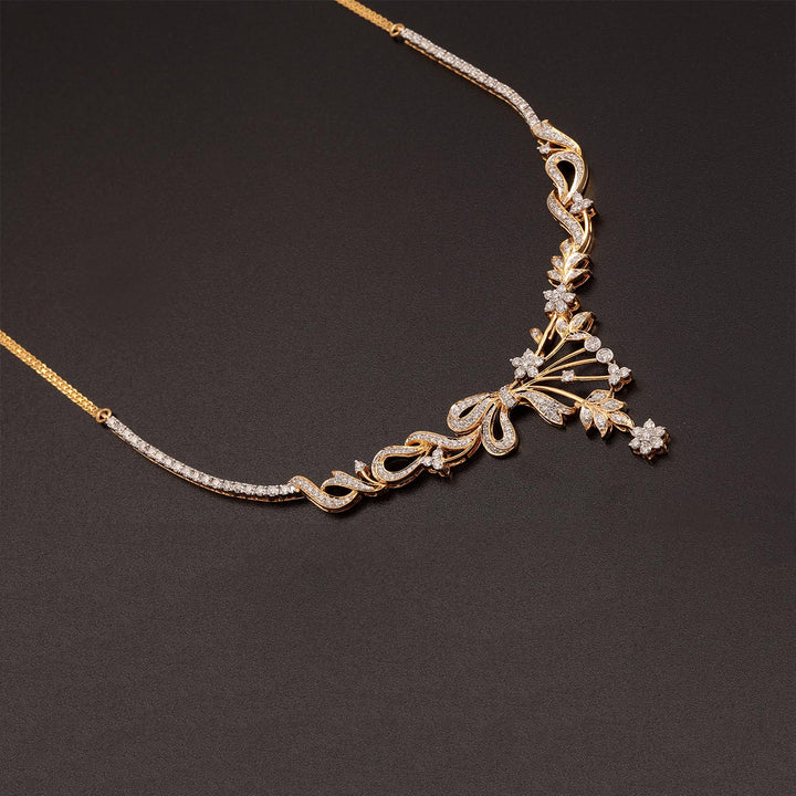 14K YG Princess Diamond Necklace with 18K Chain-1pc