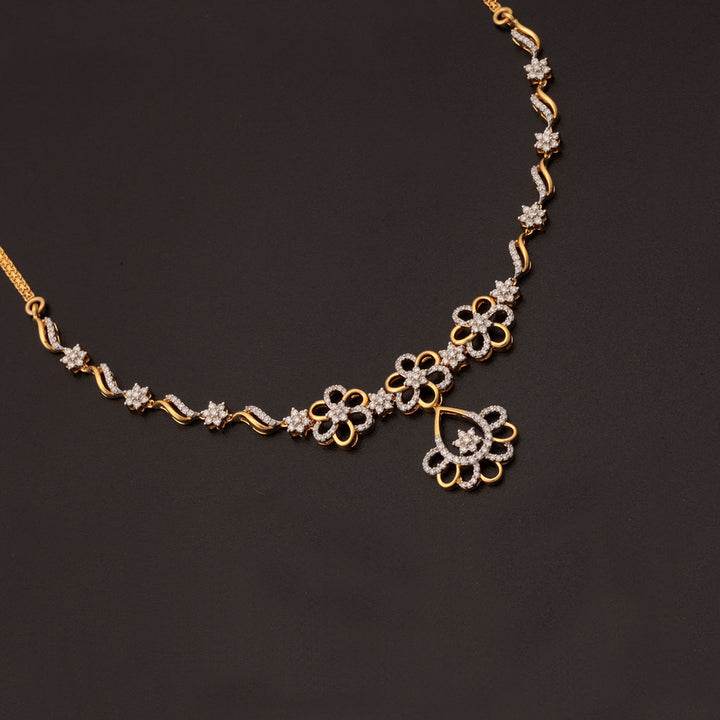 14K YG Princess Diamond Necklace with 18K Chain-1pc