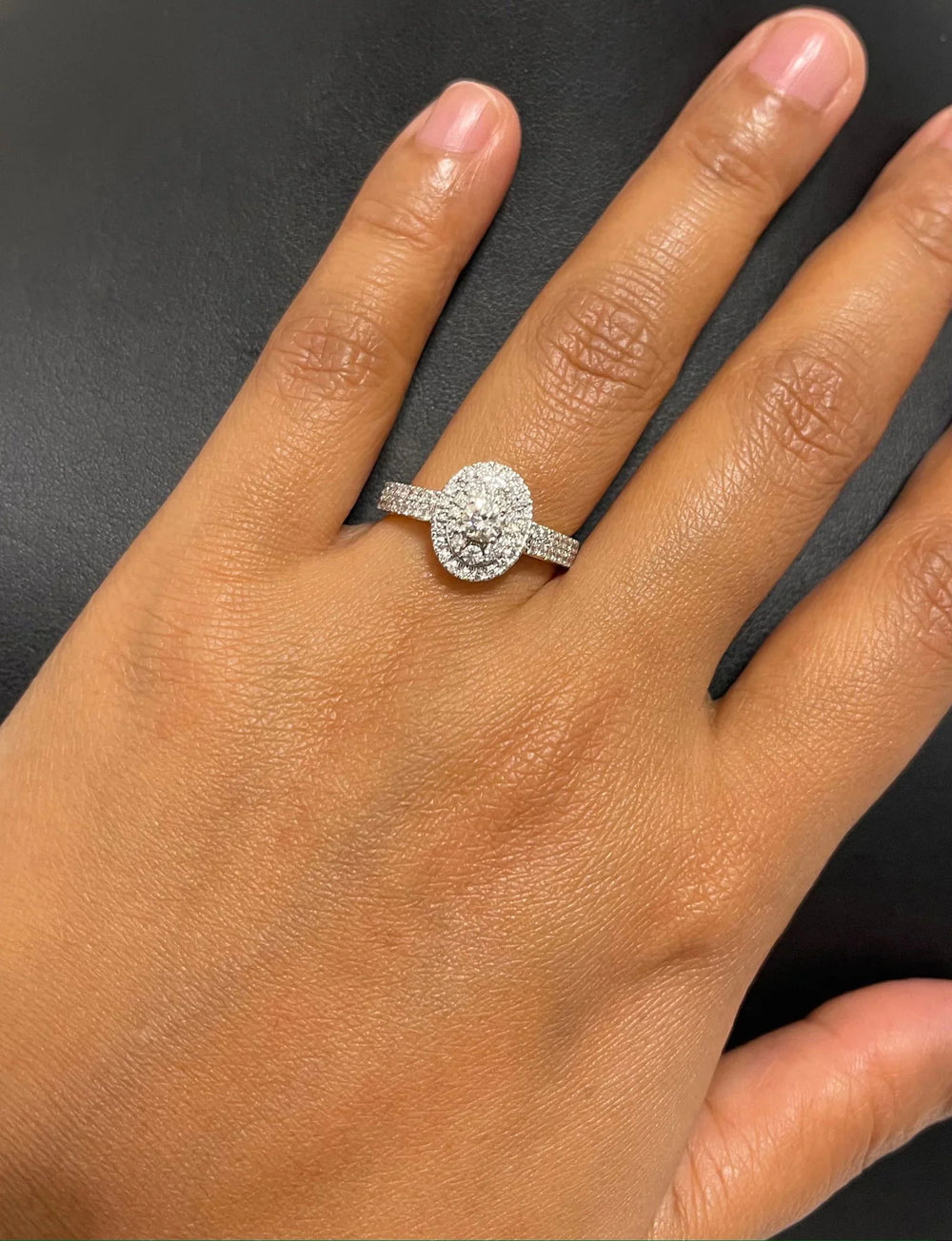 18 YG Prong Set Centre Solitiare Halo Bridal Double Diamond Ring-1pc - RB Diamond Jewellers