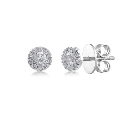 18K WG Centre Prong Set Small Solitaire Women Diamond Stud Earring-1Pair - RB Diamond Jewellers